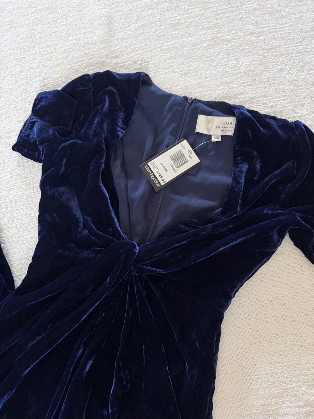 J.O.A. Deep Navy Velvet Twist-Front Long Sleeve Dress Bloomingdale’s